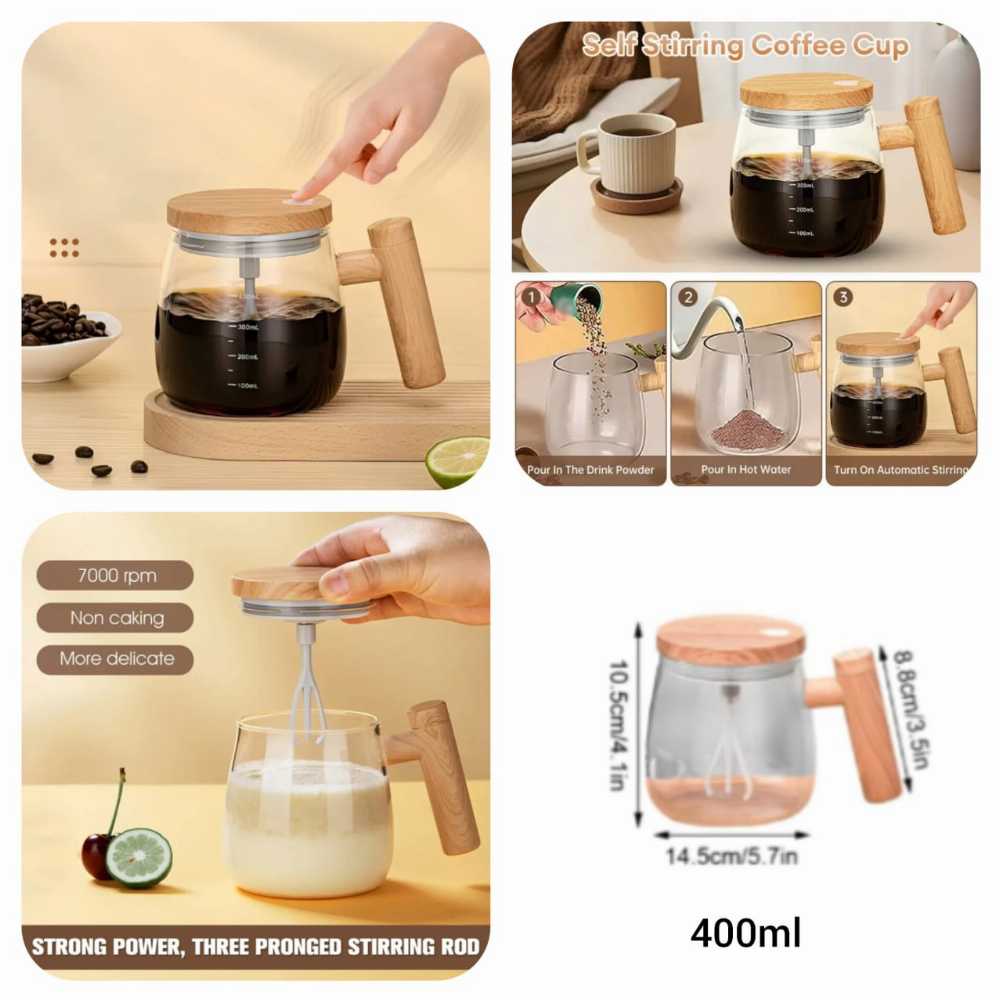 Auto Rechargeable Mixing Mug – 400ml Self-Stirring Coffee Cup with USB